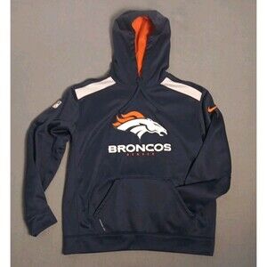 Denver Broncos Nike Hoodie Mens L Therma Fit Pullover Sweatshirt NFL OnField